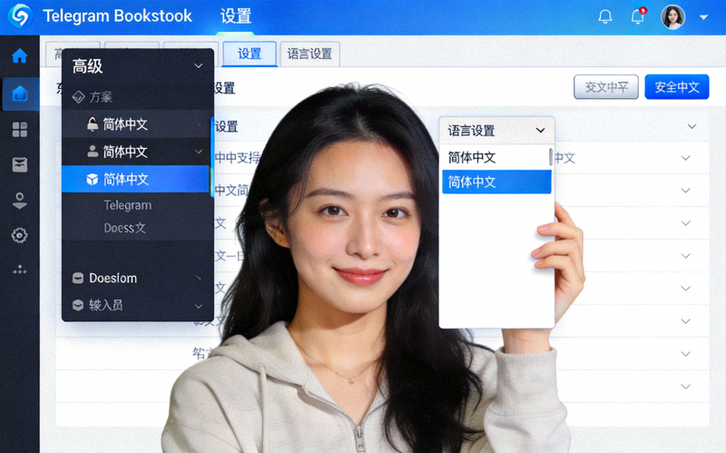 步骤四截图：在Telegram Desktop设置的高级选项中选择简体中文语言的界面示意图