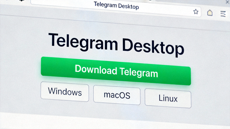 Telegram Desktop官方网站首页截图，显示下载按钮和系统选择