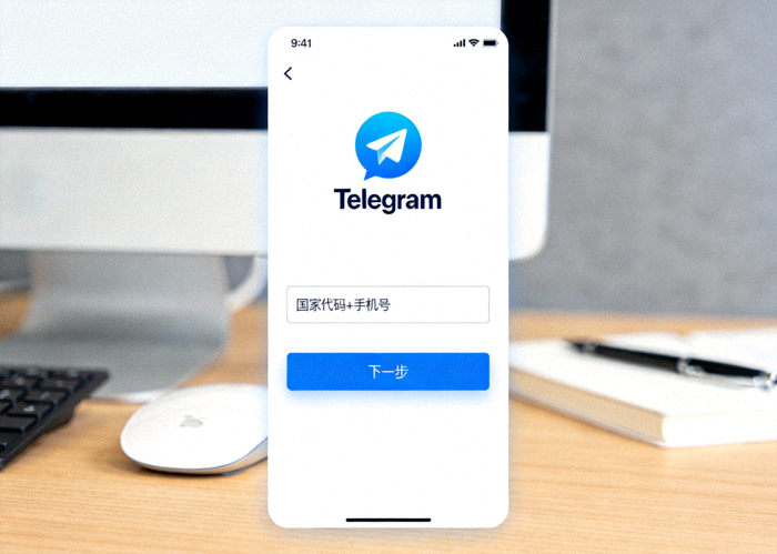 Telegram Desktop客户端登录界面截图，显示手机号码输入框和登录按钮